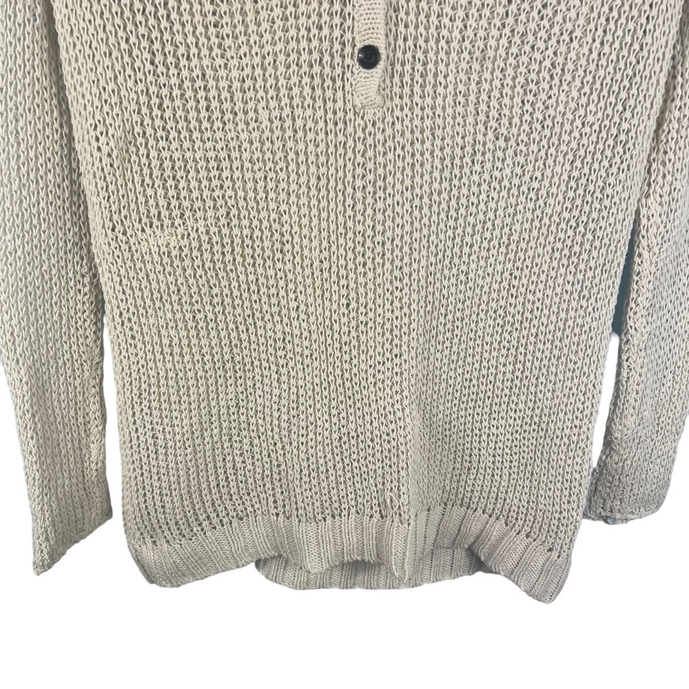 Rag & Bone Beige Knit Henley Hoodie Sweater Women’s Size Small Casual Pullover - Picture 3 of 9